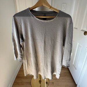 THOM KROM Gray Raw Edge Long Sleeve Tee – Size M